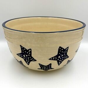 Vintage Ringware Stars Large 9" Mixing Bowl‎ Cobalt Blue Pottery Patriotic